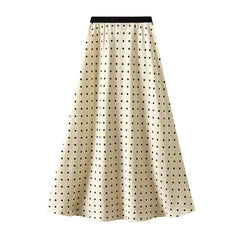 Mid-Length High-Waisted Polka Dot A-Line Skirt