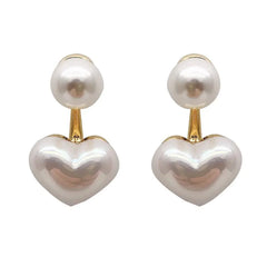 925 Silver Minimalist Heart Pearl Stud Earrings