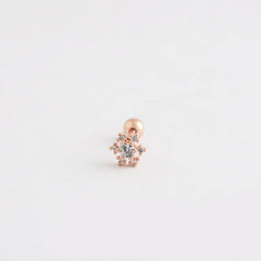 Snowflake 925 Silver Screw Earrings with Diamonds