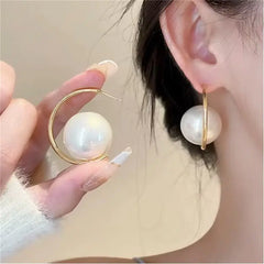 925 Silver Korean Style Pearl Stud Earrings for Women