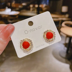 925 Silver Korean Style Pearl Stud Earrings for Women