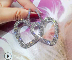 925 Silver Heart Stud Earrings with Long Drops