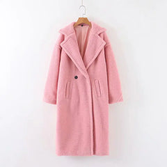 Women's Lambswool Long Coat for Autumn and Winter