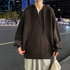 Trendy Half Zipper Sweater in Loose, Lazy Style