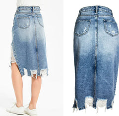 High-Waisted A-Line Mid-Length Skirt with Slits