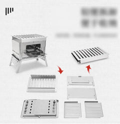 Portable Stainless Steel Camping Grill and Fire Pit