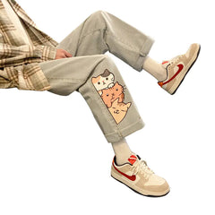 Trendy Men's Loose Fit Printed Straight Jeans