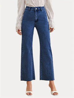 Dark Blue Loose Fit Wide Leg High Waist Denim Jeans