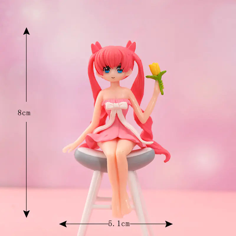 Cute Girl Stool Micro Landscape DIY Decoration Figurine