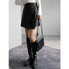 Retro High Waist PU Leather A-Line Women's Skirt