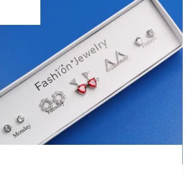 925 Silver Stud Earrings Set with Pearl and Zircon Drops