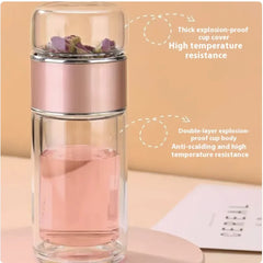 Double-Layer Glass Tea Infuser Cup