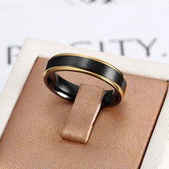 Men's Titanium Steel Brushed Black Gold Ring
