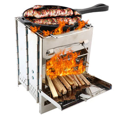 Square Outdoor Mini BBQ Grill for Camping and Picnics