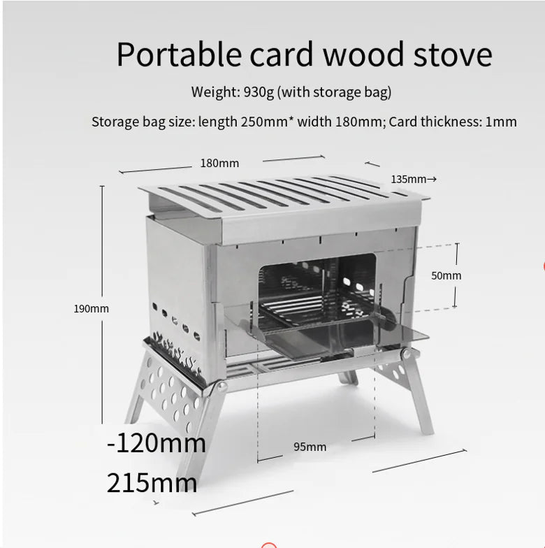 Portable Stainless Steel Camping Grill and Fire Pit