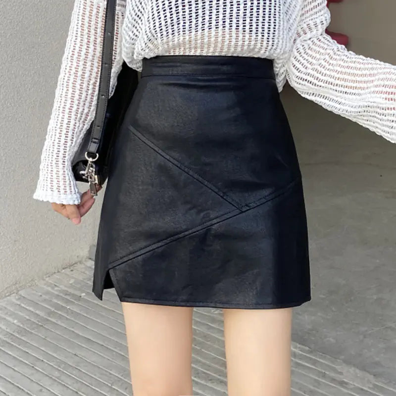 Women's A-line High Waist Split Short Skirt