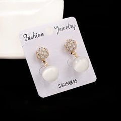Fashionable Korean Style 925 Silver Pearl Earrings
