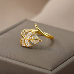 Vintage Adjustable Midsummer Palm Leaf Fashion Ring