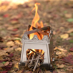 Portable Outdoor Wood Stove - Stainless Steel Camping Cooker