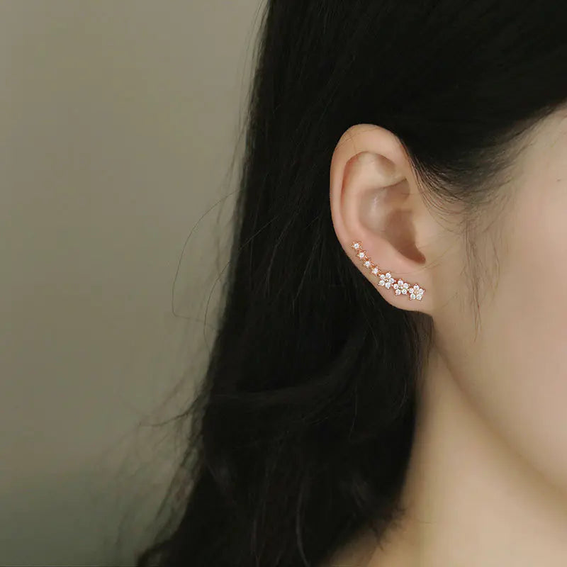 S925 Silver Starry Stud Earrings with Diamonds