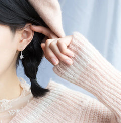 S925 Silver Snowflake Earrings with Diamonds (Short)