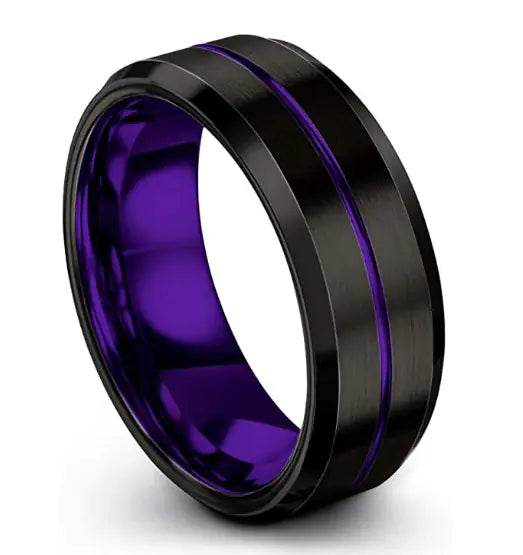 Brushed Polished Titanium Steel Ring for Men