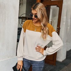 Women's Long-Sleeved T-Shirt with Color Contrast Sweater