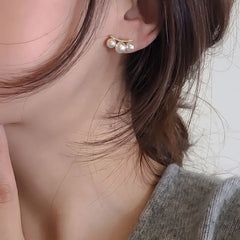 925 Silver Pearl Stud Earrings for Women - Minimalist Style