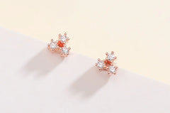 S925 Silver Triangular Stud Earrings with Diamonds