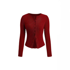 Women's Long Sleeve Striped Round Neck Cardigan
