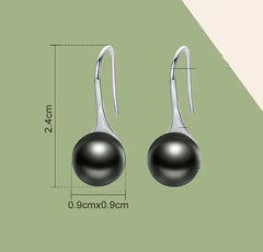 S925 Silver Earrings with Black Pearl Studs