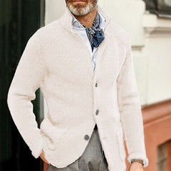 Men's Knitted Jacket with Stand Up Collar Cardigan