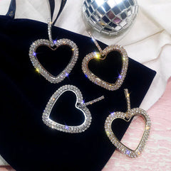 925 Silver Heart Stud Earrings with Long Drops