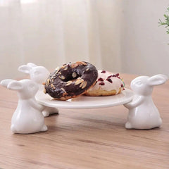 Cute Rabbit Ceramic Fruit Plate for Desserts