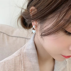 925 Silver Simple Heart Pearl Stud Earrings
