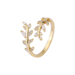Adjustable Leaf Design Zircon Ring