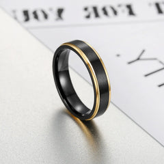 Men's Titanium Steel Brushed Black Gold Ring