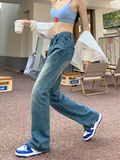 High Rise Wide Leg Thigh High Waist Boyfriend Jeans
