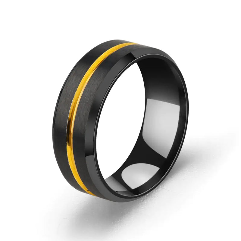Classic Two-tone Brushed Stainless Steel Fashion Ring