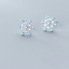 S925 Silver Snowflake Earrings with Diamonds