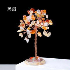 Natural Colorful Crystal Tree with Amethyst Base Decor
