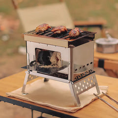 Portable Stainless Steel Camping Grill and Fire Pit