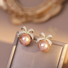 925 Silver Korean Style Pearl Stud Earrings for Women