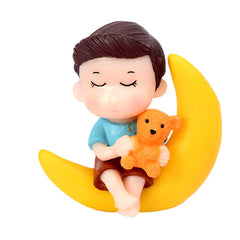 Moon Couple Moss Micro Landscape Decor DIY Keychain Figurine