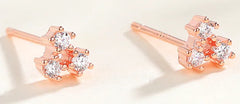 S925 Silver Triangular Stud Earrings with Diamonds