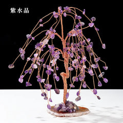 Natural Colorful Crystal Tree with Amethyst Base Decor