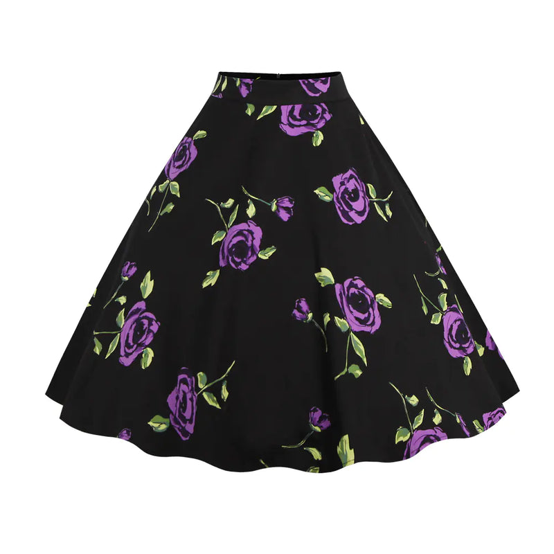 Vintage High-Waist A-Line Polka Dot Midi Skirt