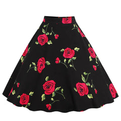 Vintage High-Waist A-Line Polka Dot Midi Skirt