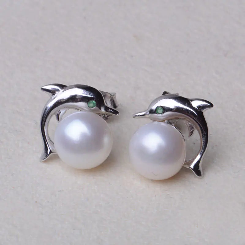 925 Silver Natural Pearl Stud Earrings for Women