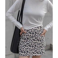 Leopard Print A-Line Mini Skirt for Women 2022